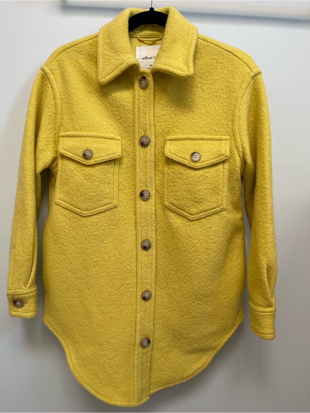 Wilfred Free The Ganna Bright Yellow Merino Wool Shirt Jacket Women’s Size 2XS